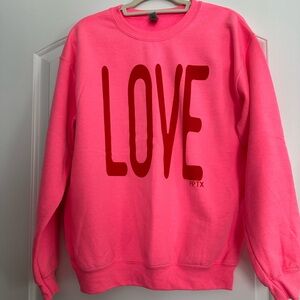 Gildan Bright Pink LOVE Crew Neck Sweatshirt